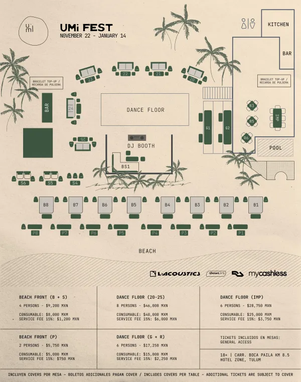Iluminal 2 at UMI Tulum tables distribution