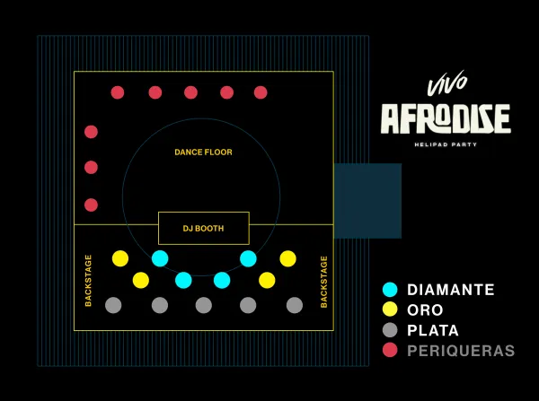 Afrodise (Helipad Edition) by Vivo Sessions: CDMX tables distribution